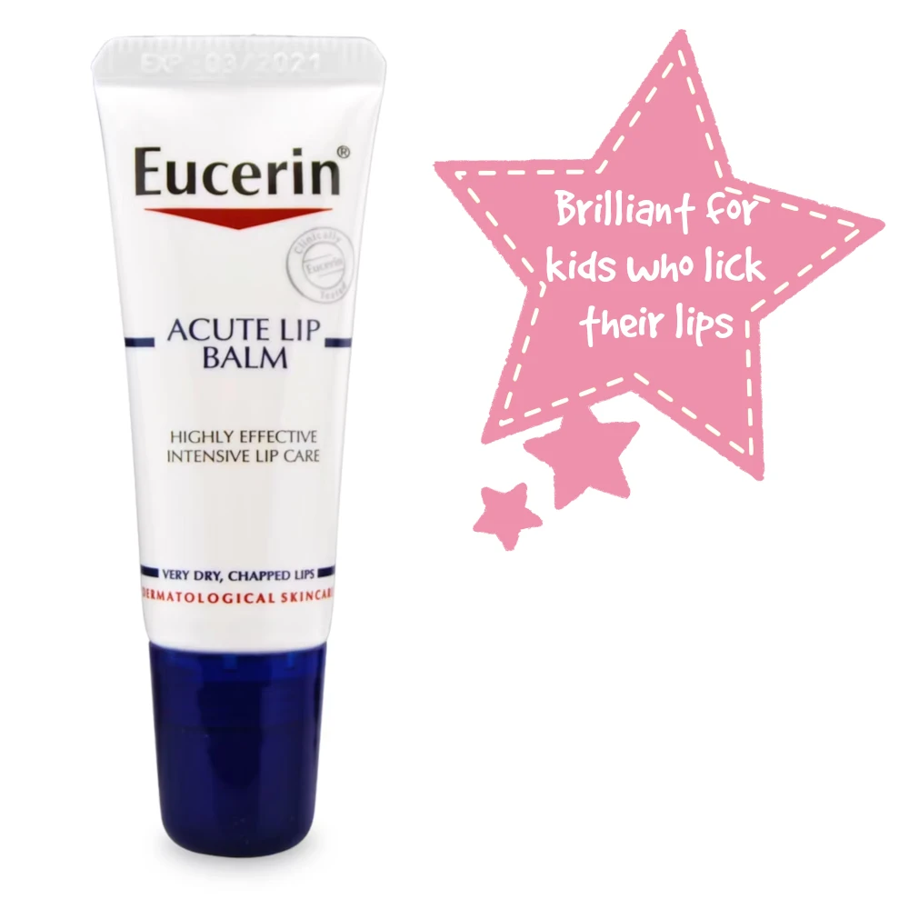 Eucerin Acute lip Balm - tried and tested lip balm review summary: Brilliant for kids who lick their lips